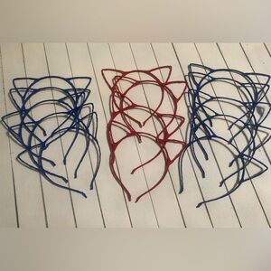 Kids Cat Ear Headbands - Red and Blue